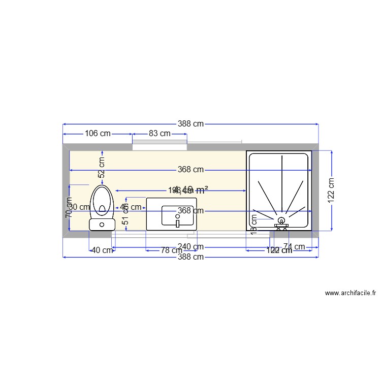 Aménagement SDB bungalow Huahine. Plan de 0 pièce et 0 m2