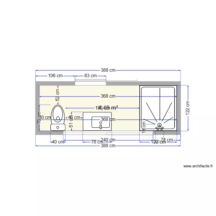 Am&eacute;nagement SDB bungalow Huahine. Plan de 