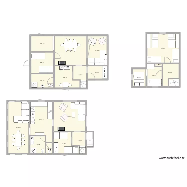 plan de reno possible maison rouge bjarkoy 2. Plan de 21  et 167 m²
