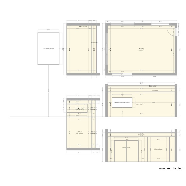 Extension. Plan de 20 pièces et 100 m2