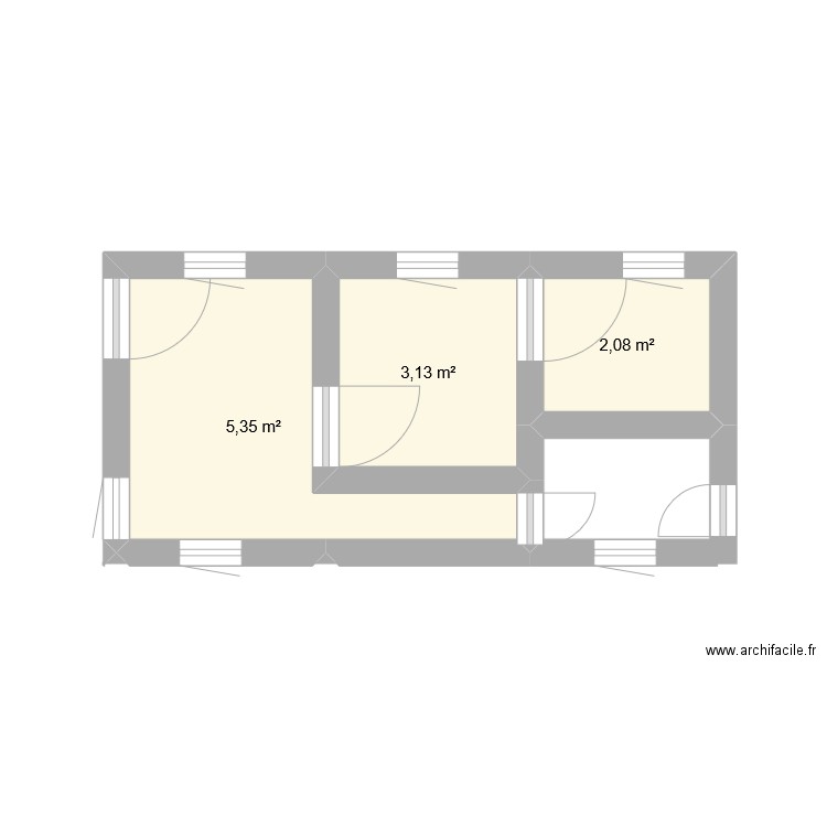 yombo annexe Moanda2. Plan de 3 pièces et 11 m2
