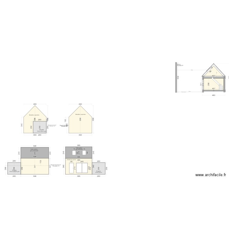 Coupe Grange. Plan de 0 pièce et 0 m2
