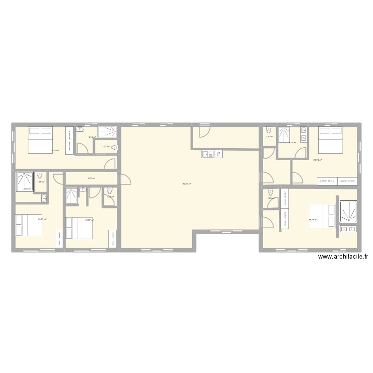 version 5 chambre hote. Plan de 15 pièces et 208 m2