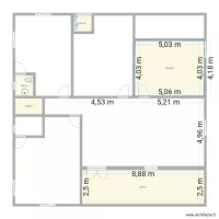 plan de 3 chambres salon avec salle &agrave; manger et cuisine 