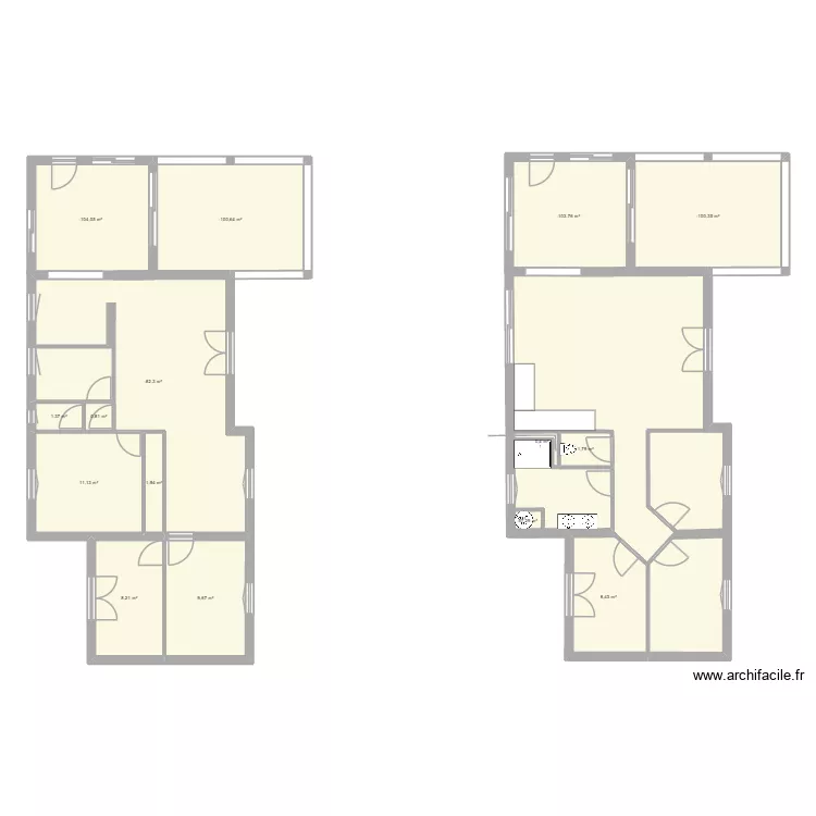 st chamassy. Plan de 15  et 140 m²