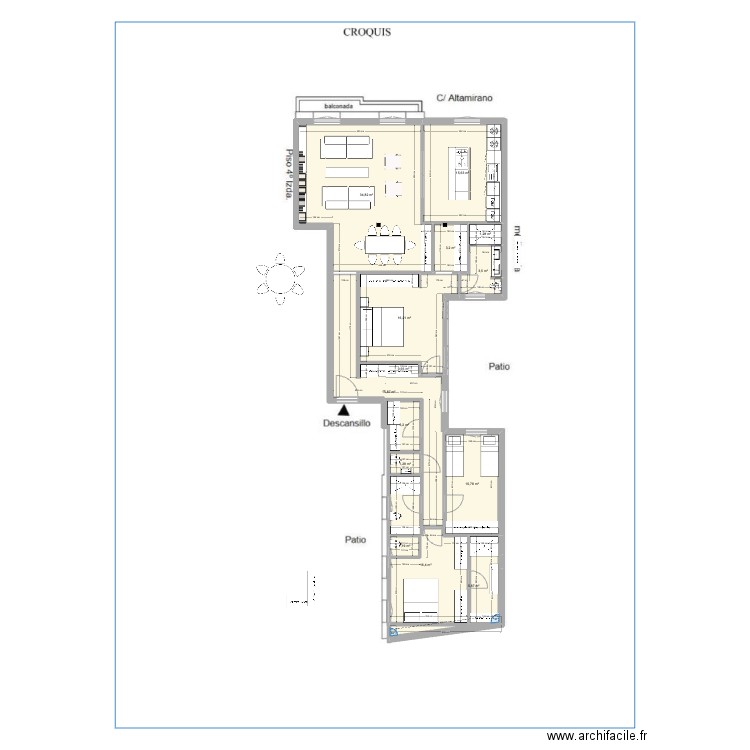 Altamirano 37 5.0. Plan de 15 pièces et 130 m2