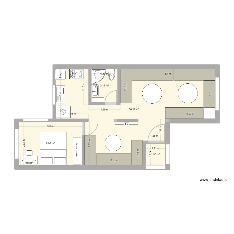 maison1. Plan de 4 pièces et 51 m2