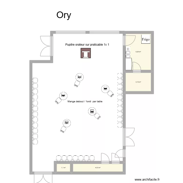 Ory avec mange debout. Plan de 4 et 19 m² Ory avec mange debout. Plan de 4 et 19 m²