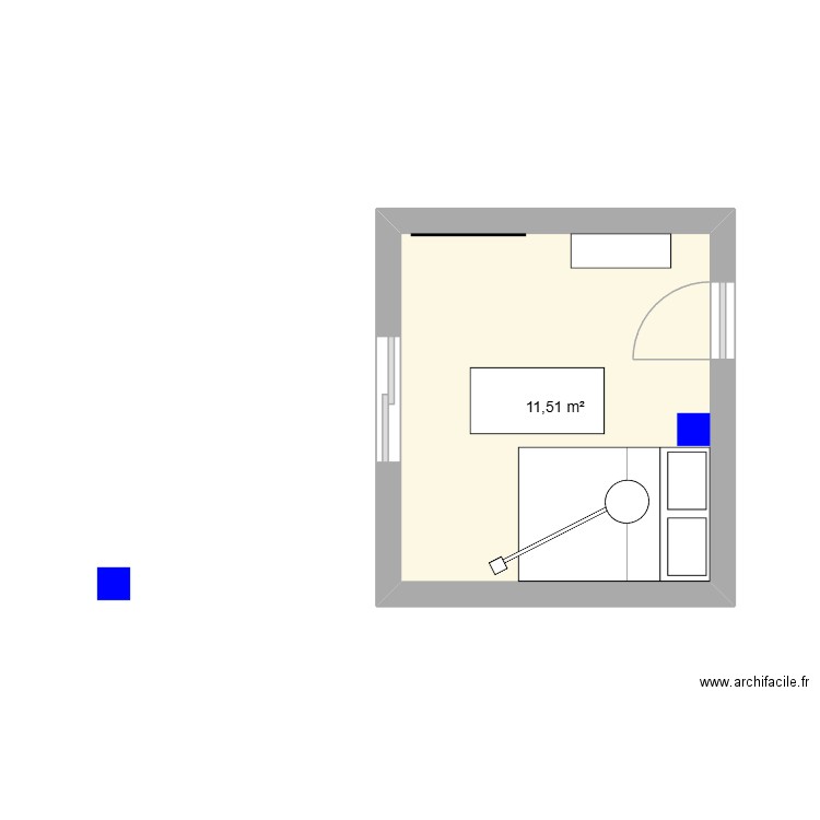 chambre 2. Plan de 1 pièce et 12 m2
