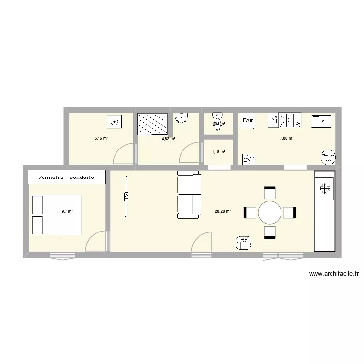 Plan Maison actuelle. Plan de 7 et 58 m² Plan Maison actuelle. Plan de 7 et 58 m²