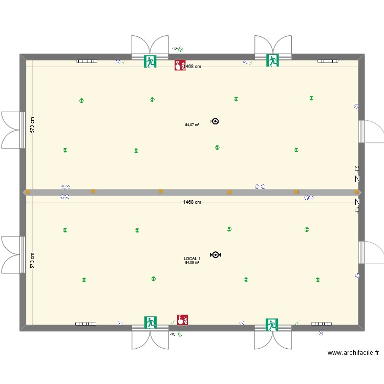RDC PARTIE GAUCHE LOCAUX. Plan de 2 pièces et 168 m2