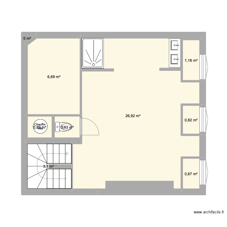 Felix Etage 2 Plomberie 2. Plan de 9 pièces et 41 m2