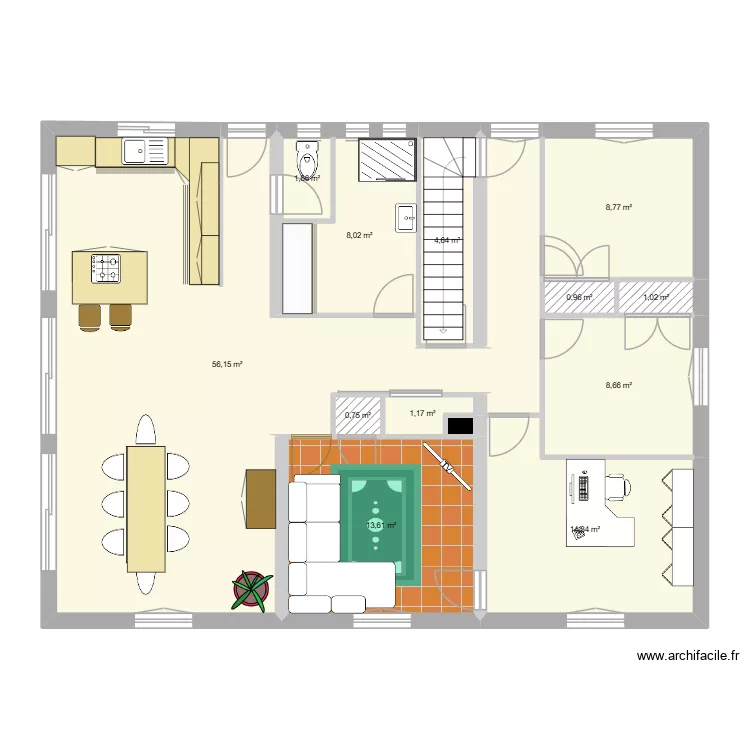 maison3. Plan de 13  et 120 m²