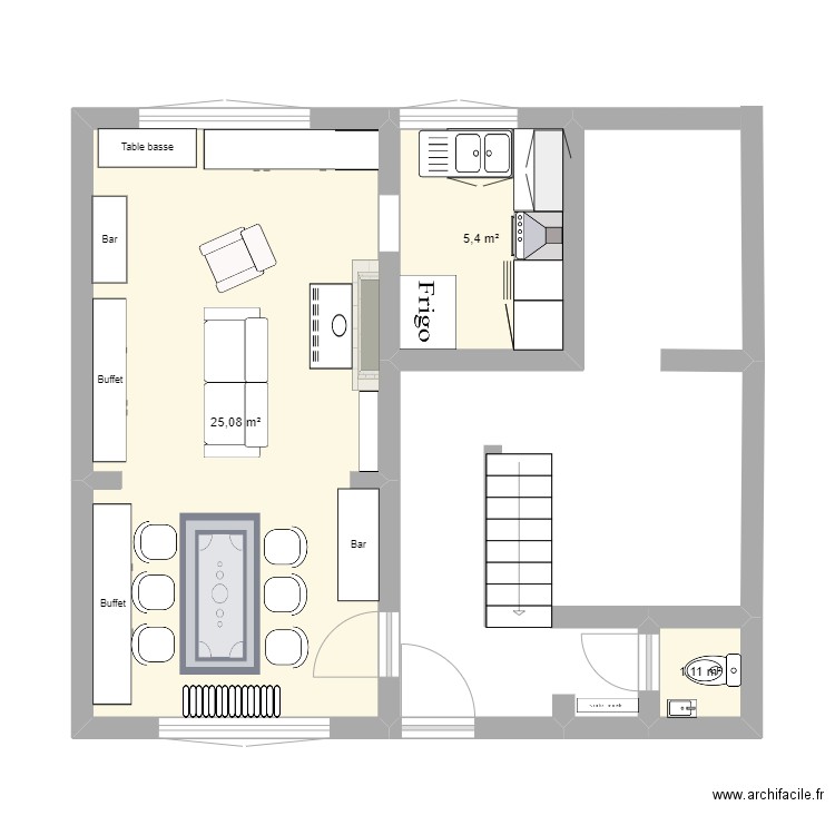 cuisine et living. Plan de 0 pièce et 0 m2