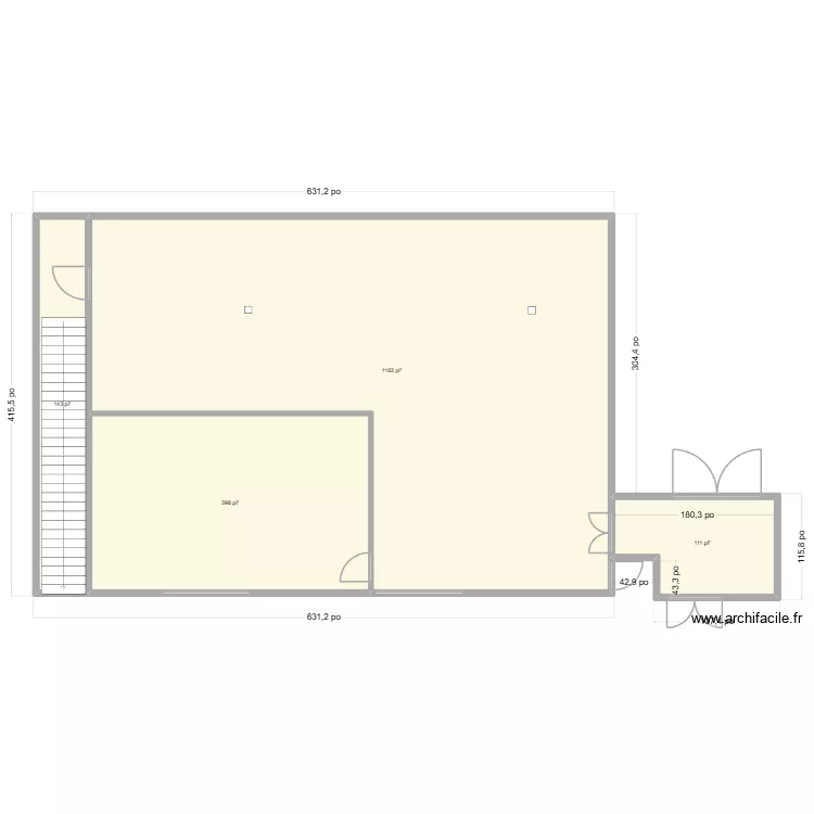 mezzanine technique v3. Plan de 4 pièces et 169 m²
