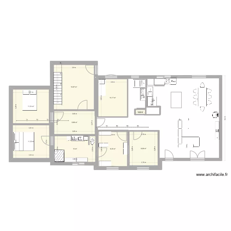 Maison v1. Plan de 9  et 88 m²