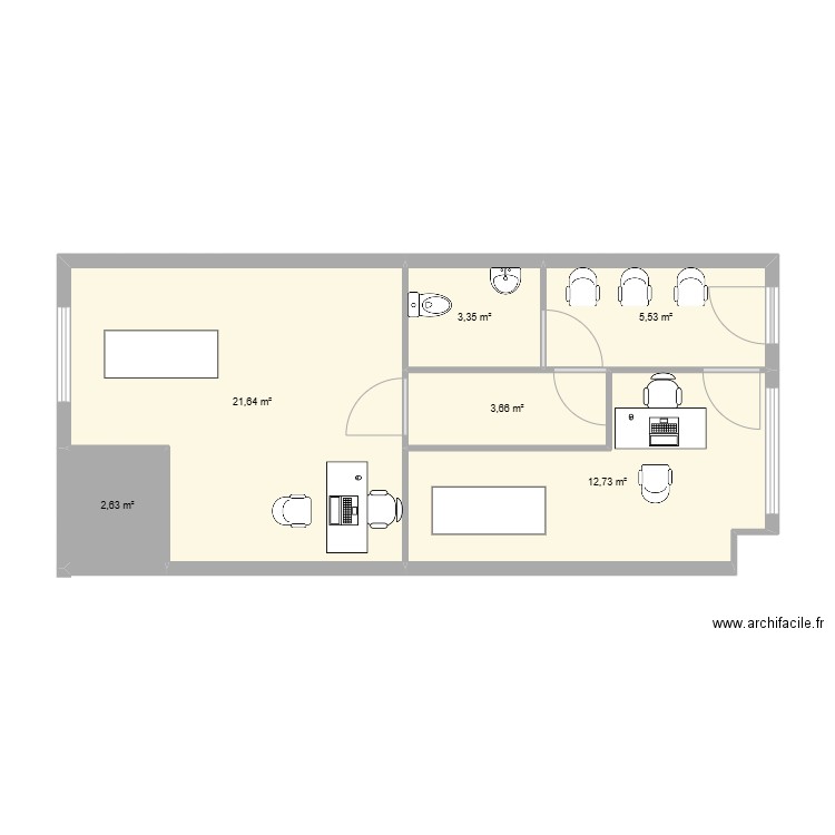 Local JOACHIM CHAMPY. Plan de 6 pièces et 50 m2