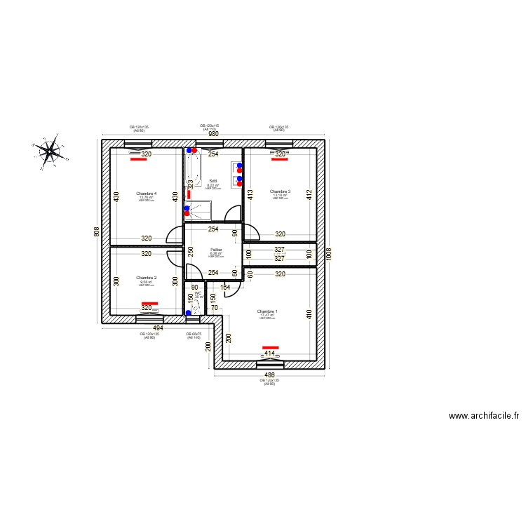 plans plomberie v2. Plan de 12 pièces et 150 m2