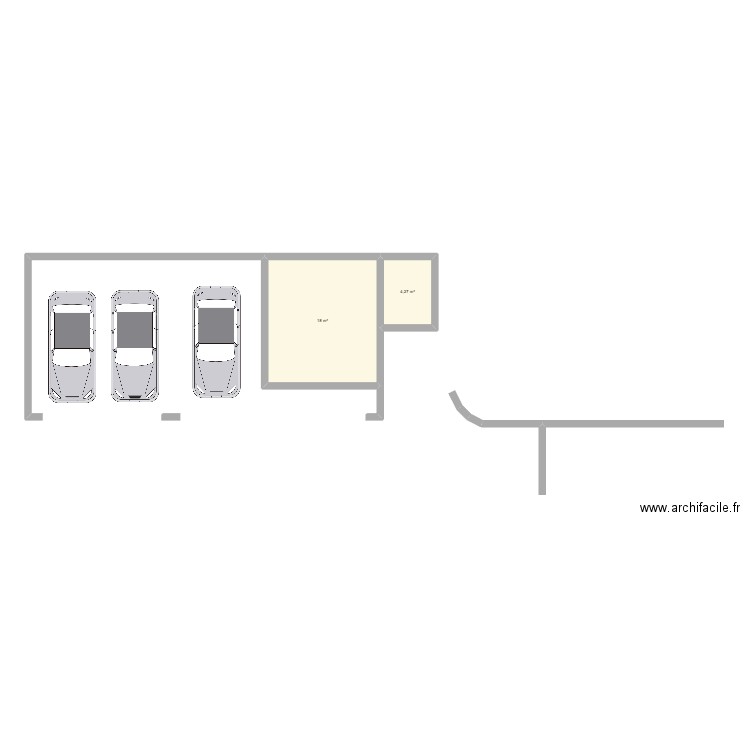 garage. Plan de 2 pièces et 22 m2