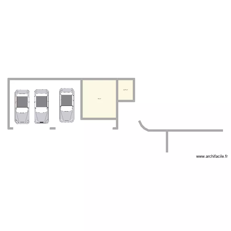 garage. Plan de 2 pièces et 22 m²