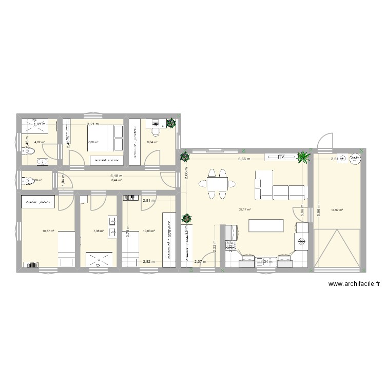 Idée Nicolas. Plan de 10 pièces et 109 m2