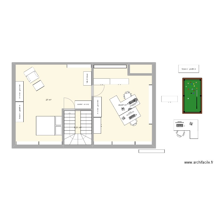 2ème Naxhelet. Plan de 3 pièces et 57 m2