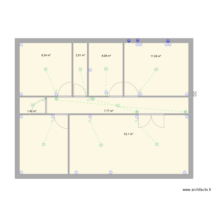 DE BOUTEVILLE. Plan de 7 pièces et 71 m2