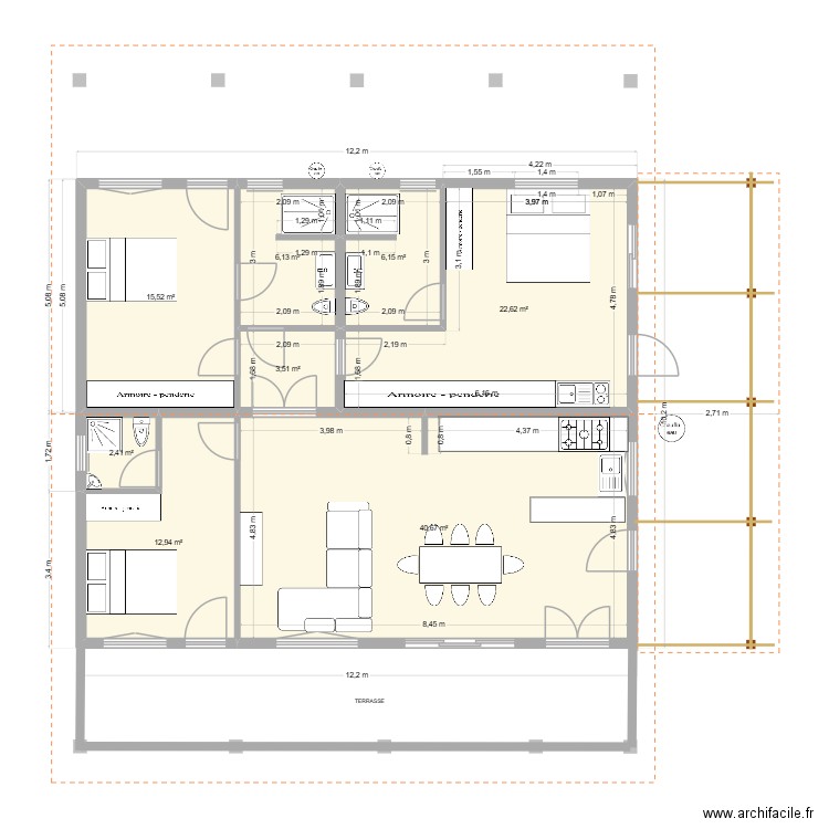 essai 7. Plan de 8 pièces et 110 m2