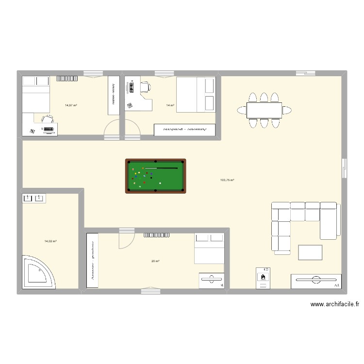 moi. Plan de 5 pièces et 167 m2