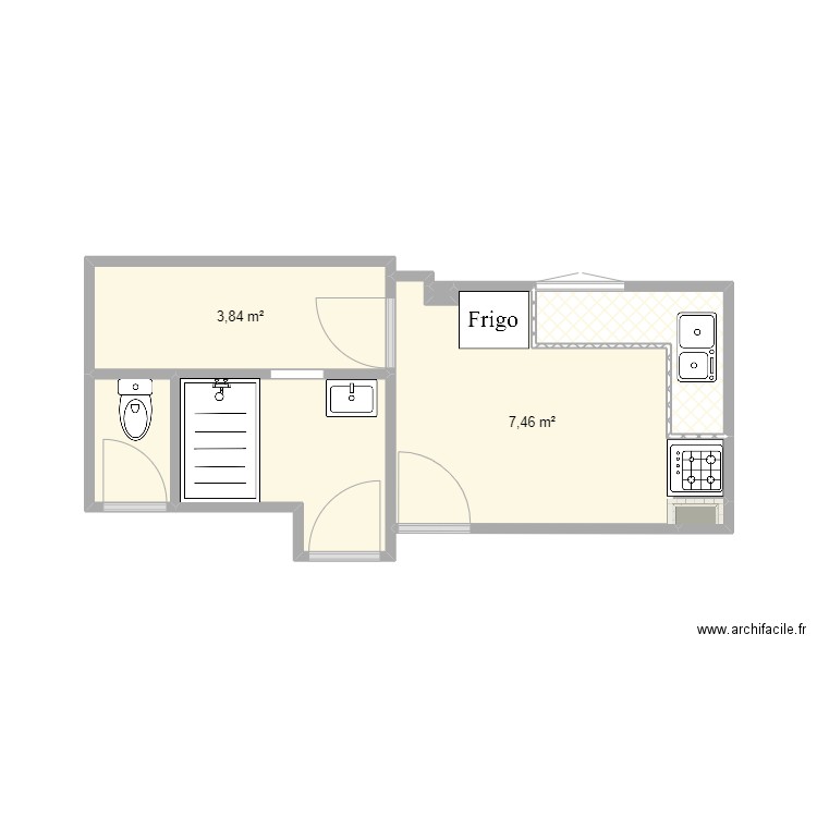 nano elharrouche. Plan de 2 pièces et 5 m2