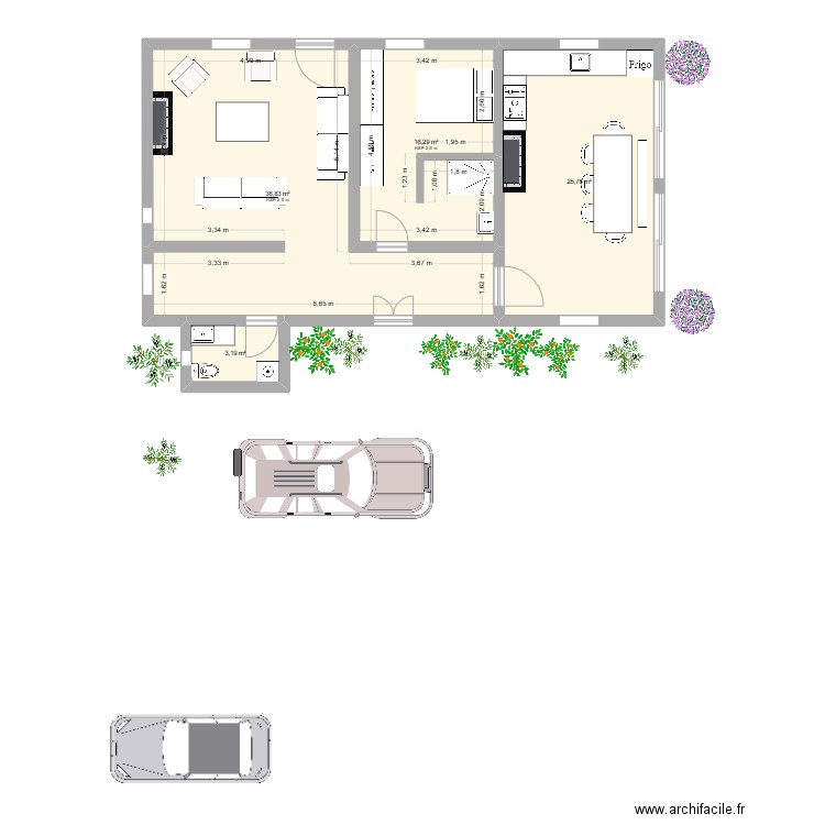Le Brethon v1. Plan de 4 pièces et 84 m2