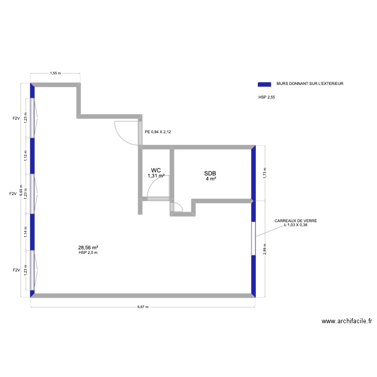 morad 3. Plan de 3 pièces et 34 m2
