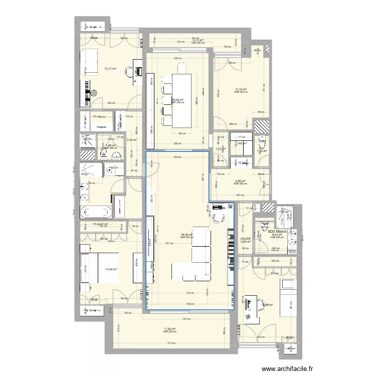 R&eacute;publique, salon invers&eacute;. Plan de 