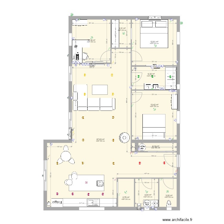 coult 2.0 elec. Plan de 10 pièces et 125 m2