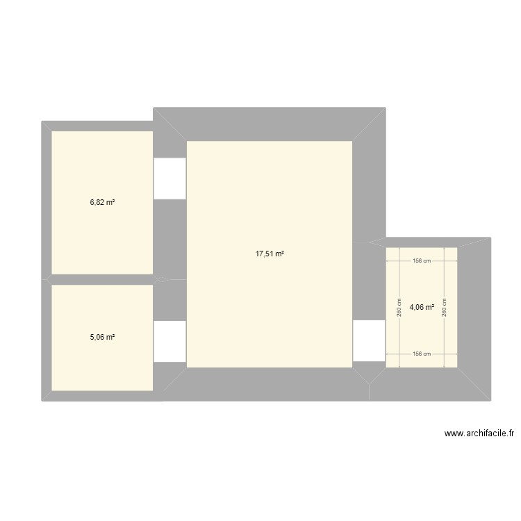 Occhiatana. Plan de 4 pièces et 33 m2