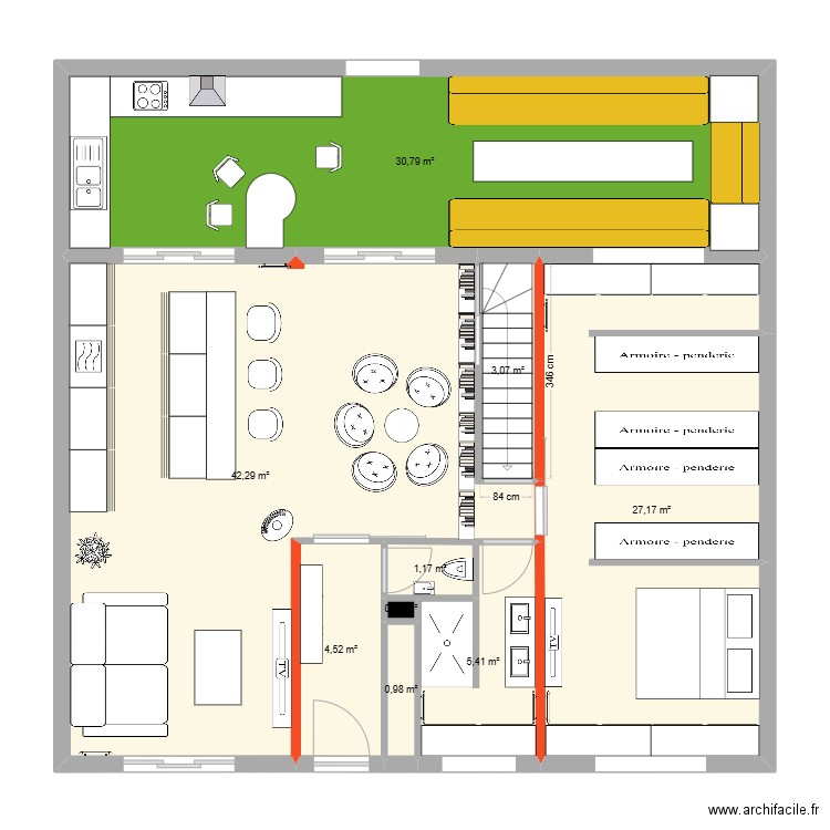 V2.0. Plan de 21 pièces et 199 m2