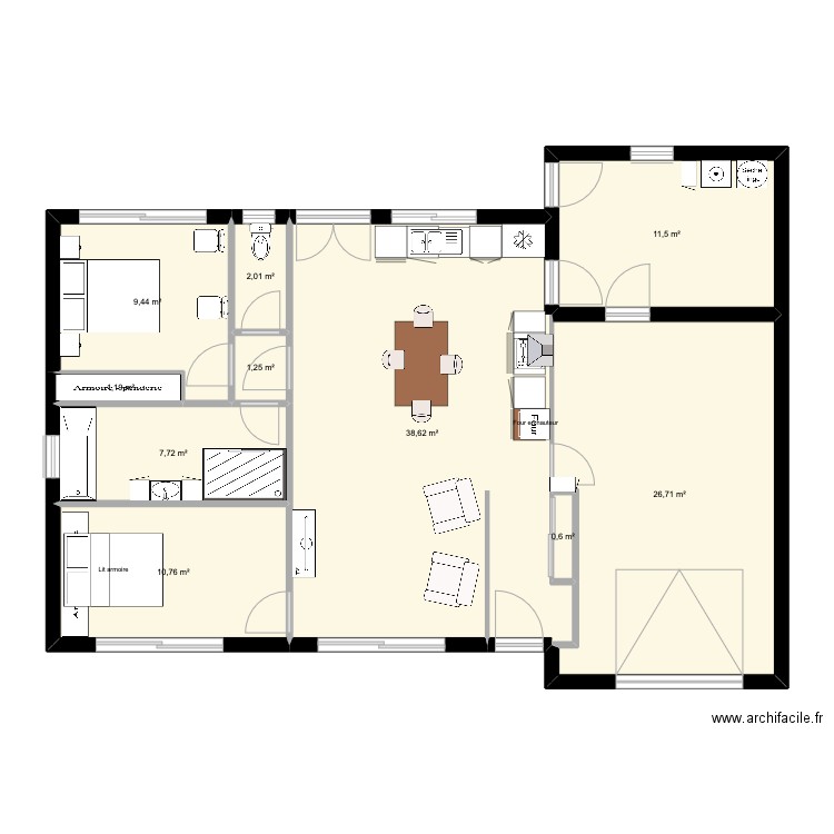 Idée Maison. Plan de 10 pièces et 110 m2