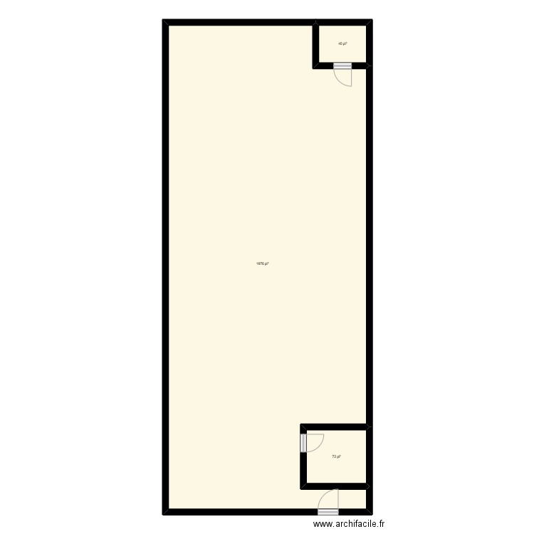 entrepot. Plan de 3 pièces et 194 m2