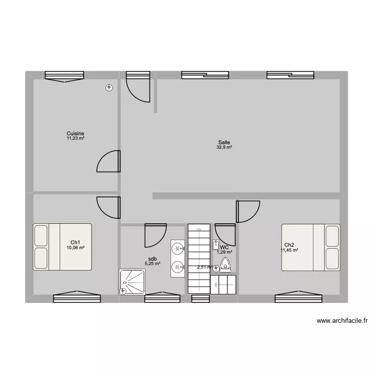 Etage. Plan de 7 Pièces et 75 m² Etage. Plan de 7 Pièces et 75 m²