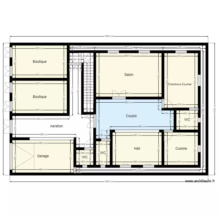 Plan de terrain 18mx12x Apps +Boutiques. Plan de 