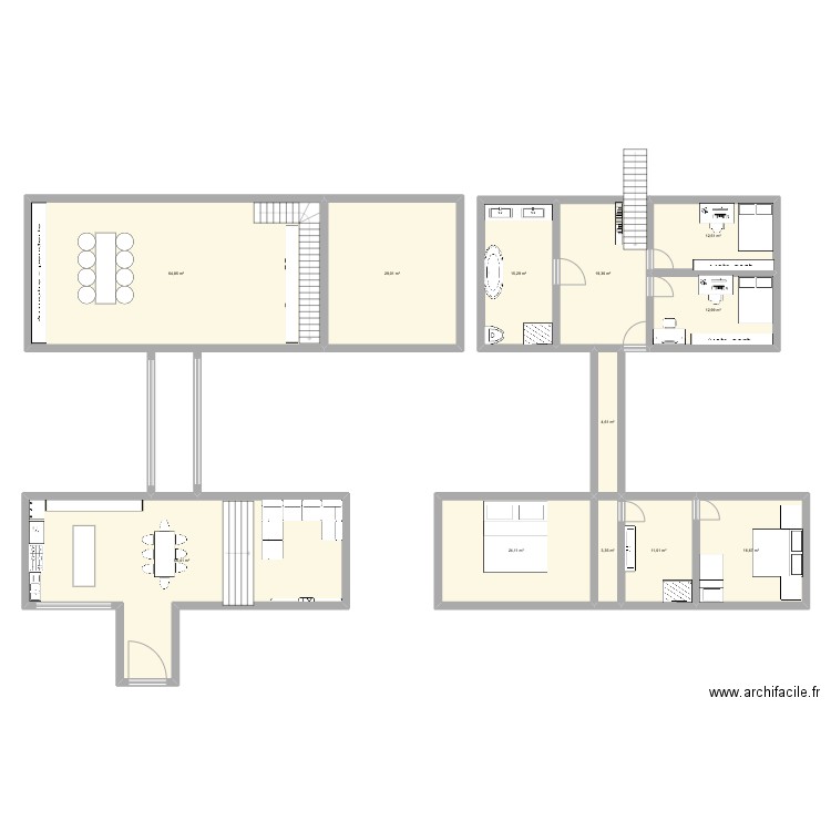 Maison fb. Plan de 12 pièces et 270 m2