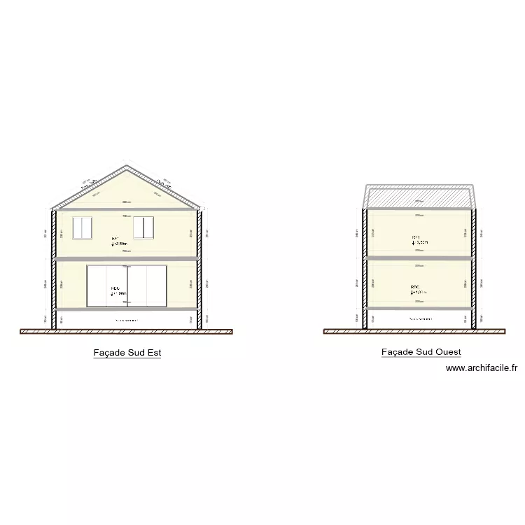 Fa&ccedil;ade Sud Est. Plan de 