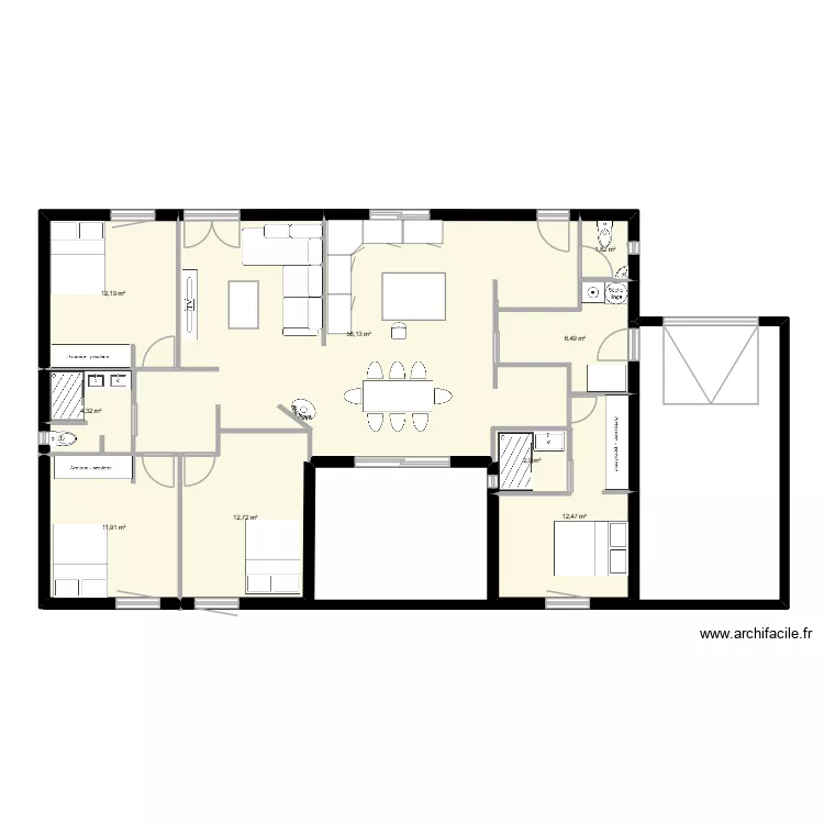 maison 1. Plan de 9  et 121 m²