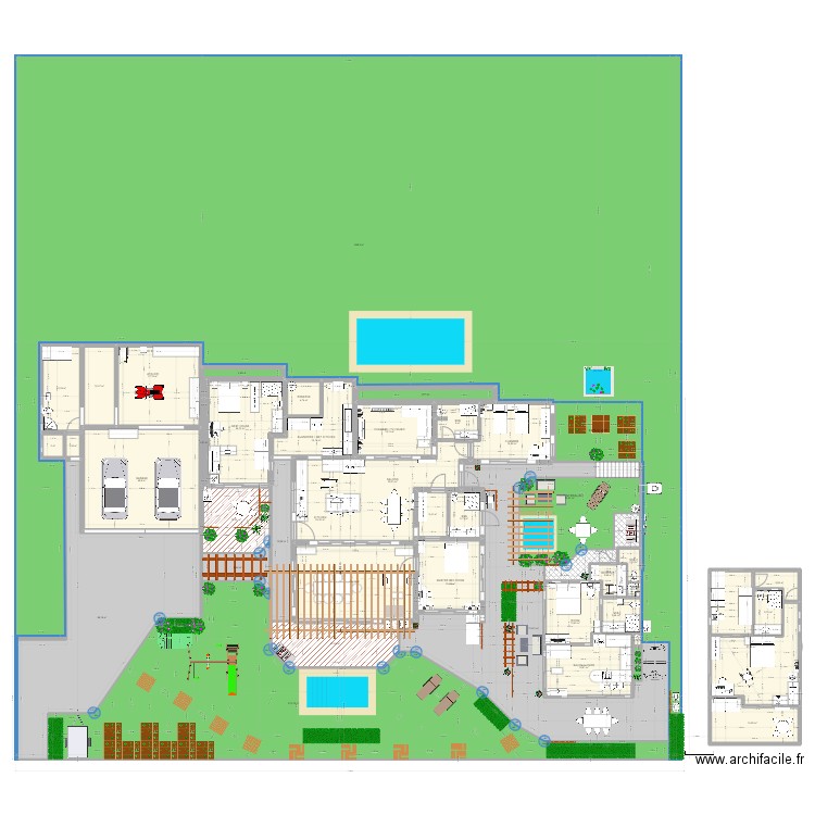 maison MU1 gd v0,2. Plan de 44 pièces et 1965 m2