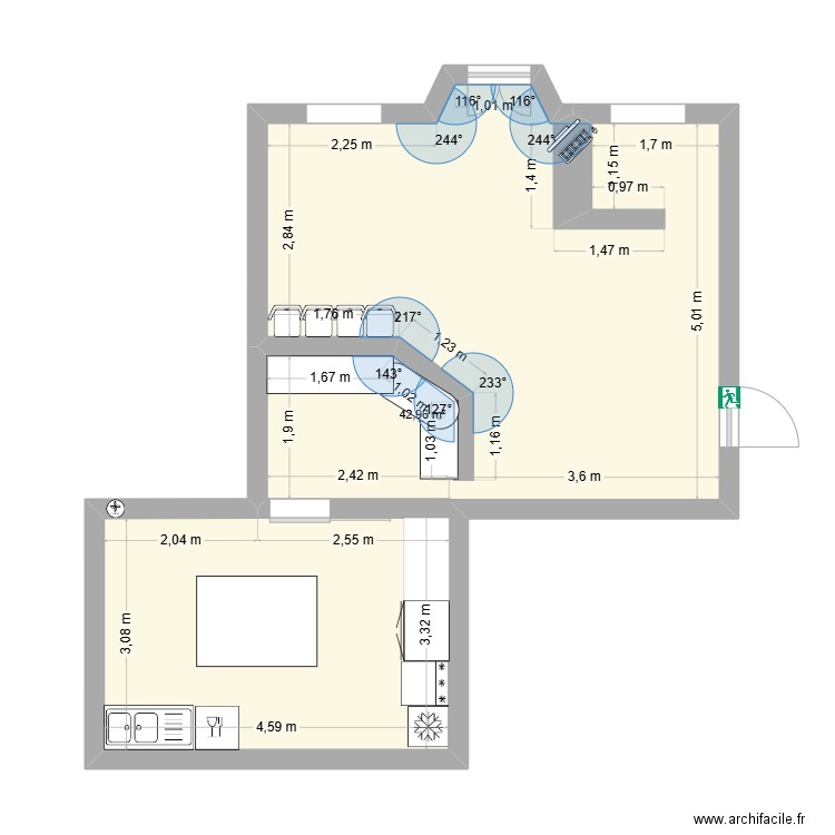 MD Epice V2. Plan de 1 pièce et 43 m2