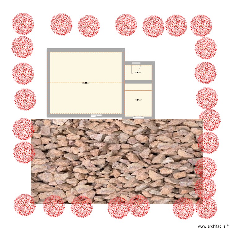 MAISON. Plan de 3 pièces et 47 m2