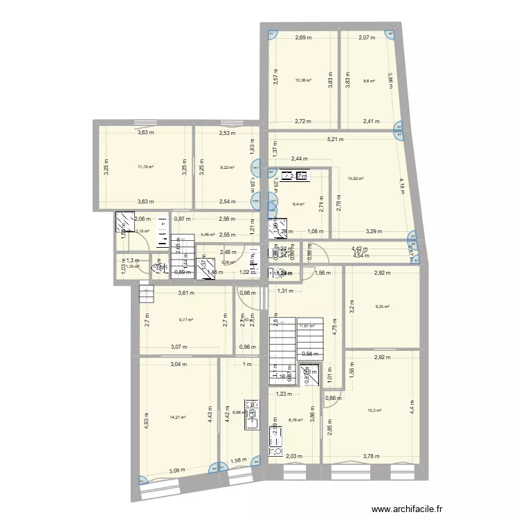 Bourbon R+1. Plan de 22  et 157 m²