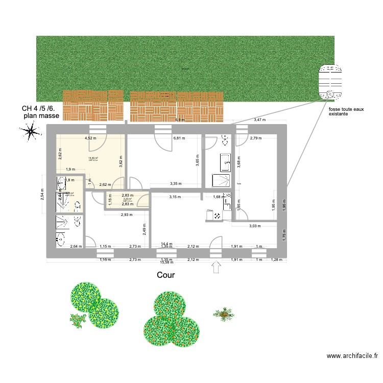 CH 4/5/6  plan masse ( existant ). Plan de 3 pièces et 22 m2