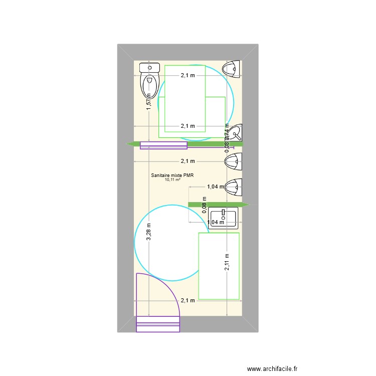 Le Pont Quenot Toilettes Apres travaux. Plan de 1 pièce et 10 m2
