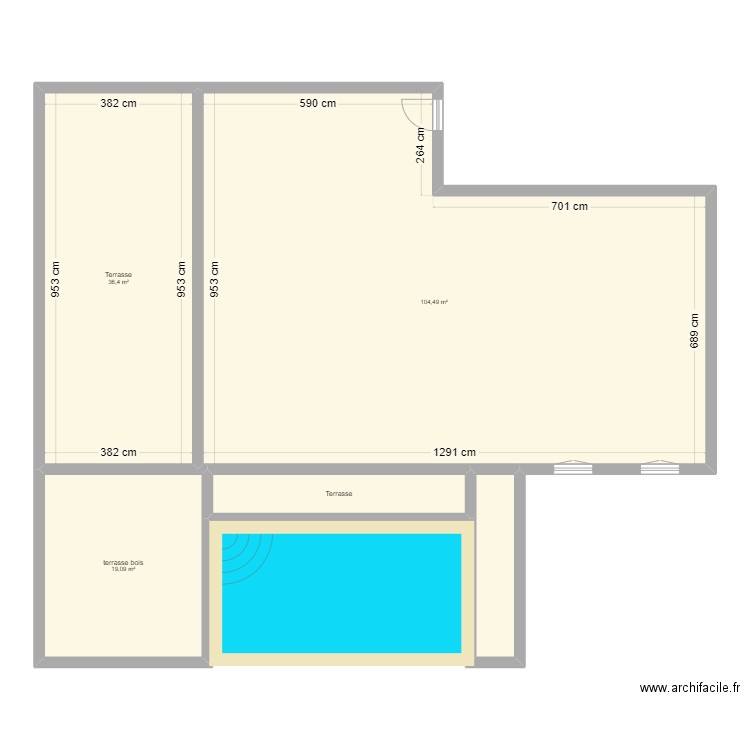 pool1. Plan de 5 pièces et 171 m2